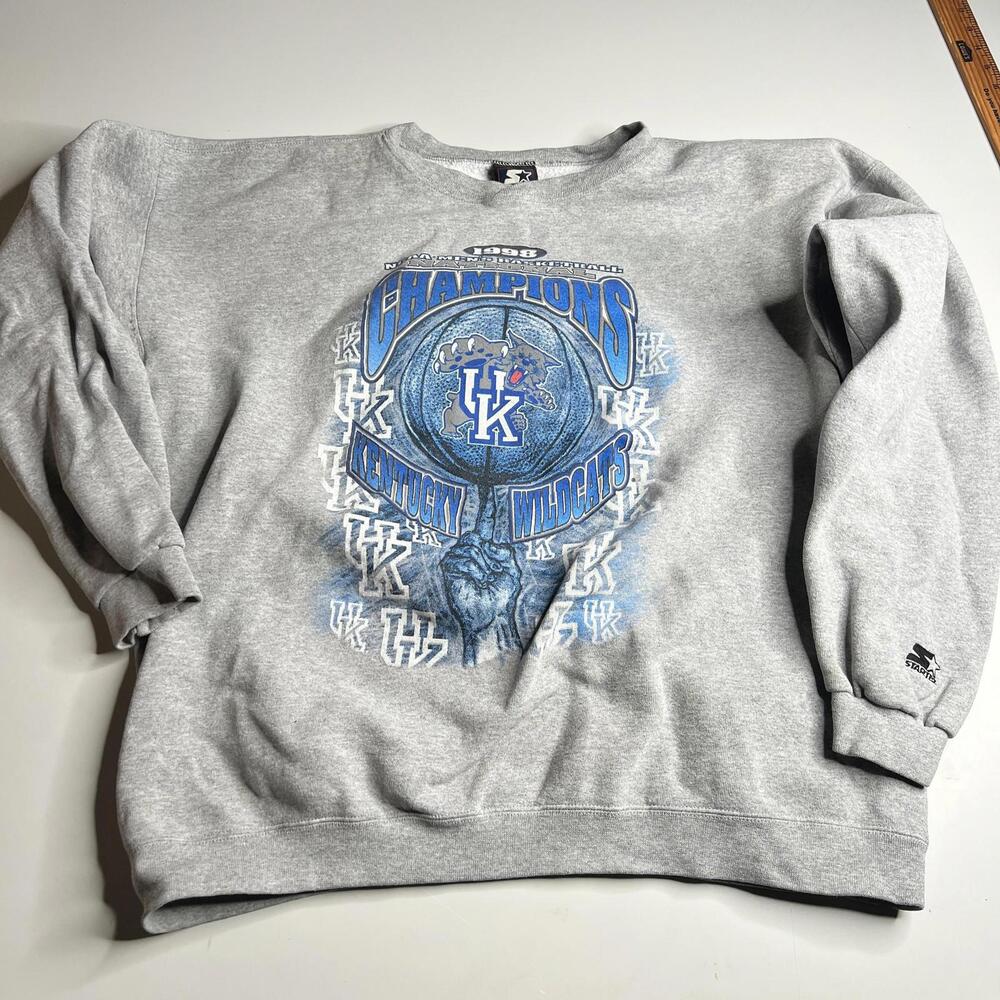 Vintage‎ Kentucky Wildcats Sweatshirt Mens XL Gray NCAA Basketball Starter 90s